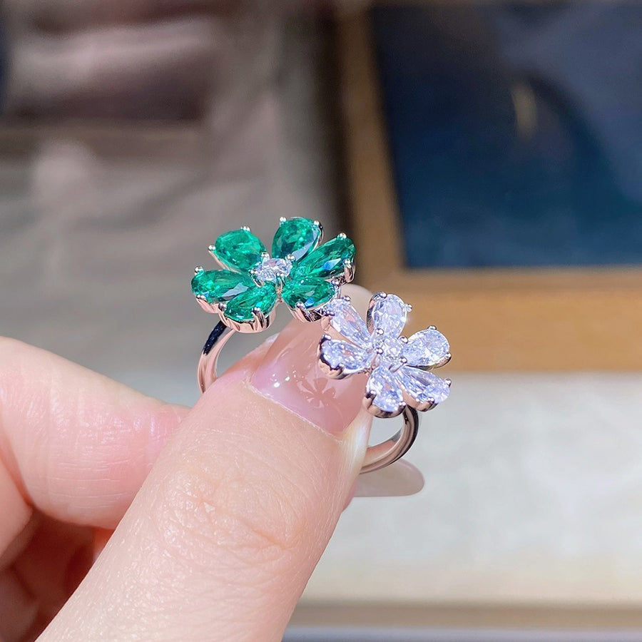 ring in silver with floral and adjustable
