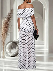 Black maxi dress with asymmetrical and short sleeve