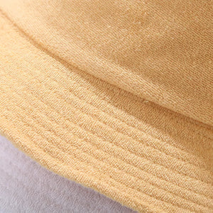 Solid Color Bucket Hat in Light Yellow with ribbed brim