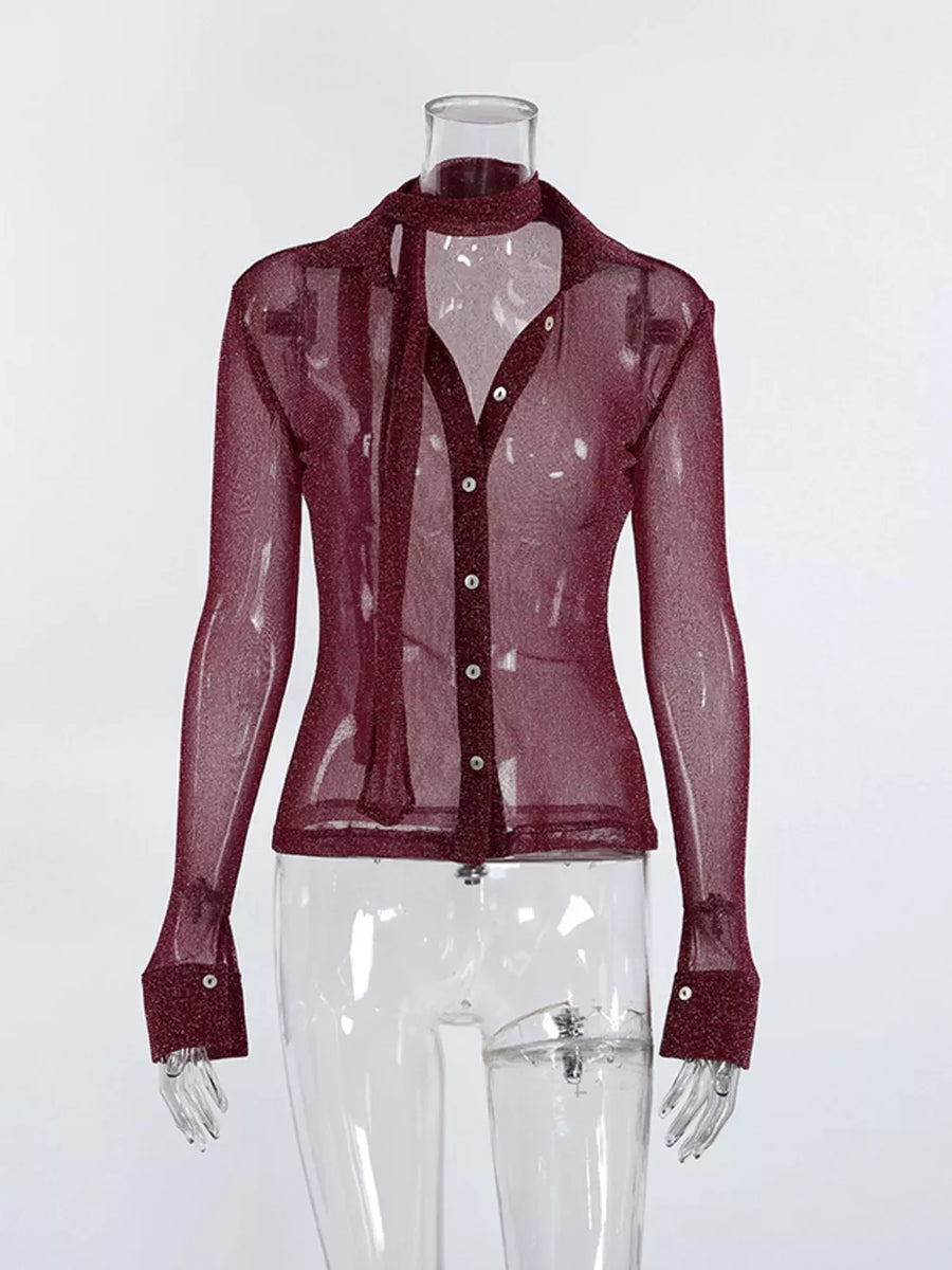 Y2K button-down shirt in Pink with collared