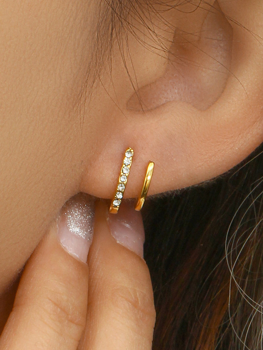 Double-Layer 18K Gold-Plated Hoop Earrings in Gold