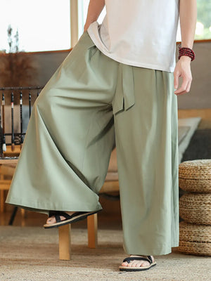 Men's sage green relaxed fit sweatpants with drawstring and wide leg