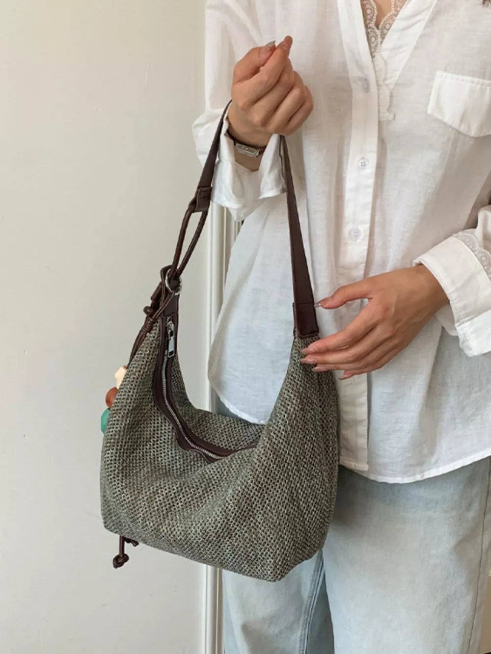 Adjustable Strap Shoulder Bag in Brown with adjustable straps