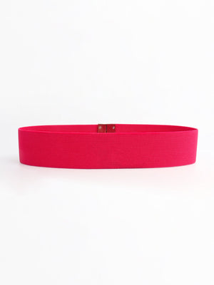 Wide elastic belt in Deep Red with a gold-tone clasp
