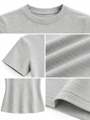 Light Gray t-shirt with stretch and short sleeve