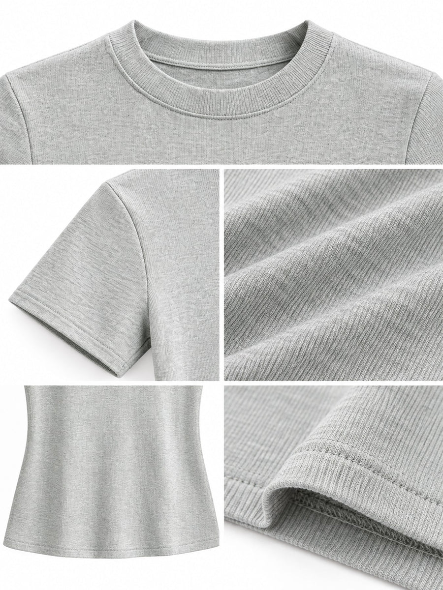 Light Gray t-shirt with stretch and short sleeve