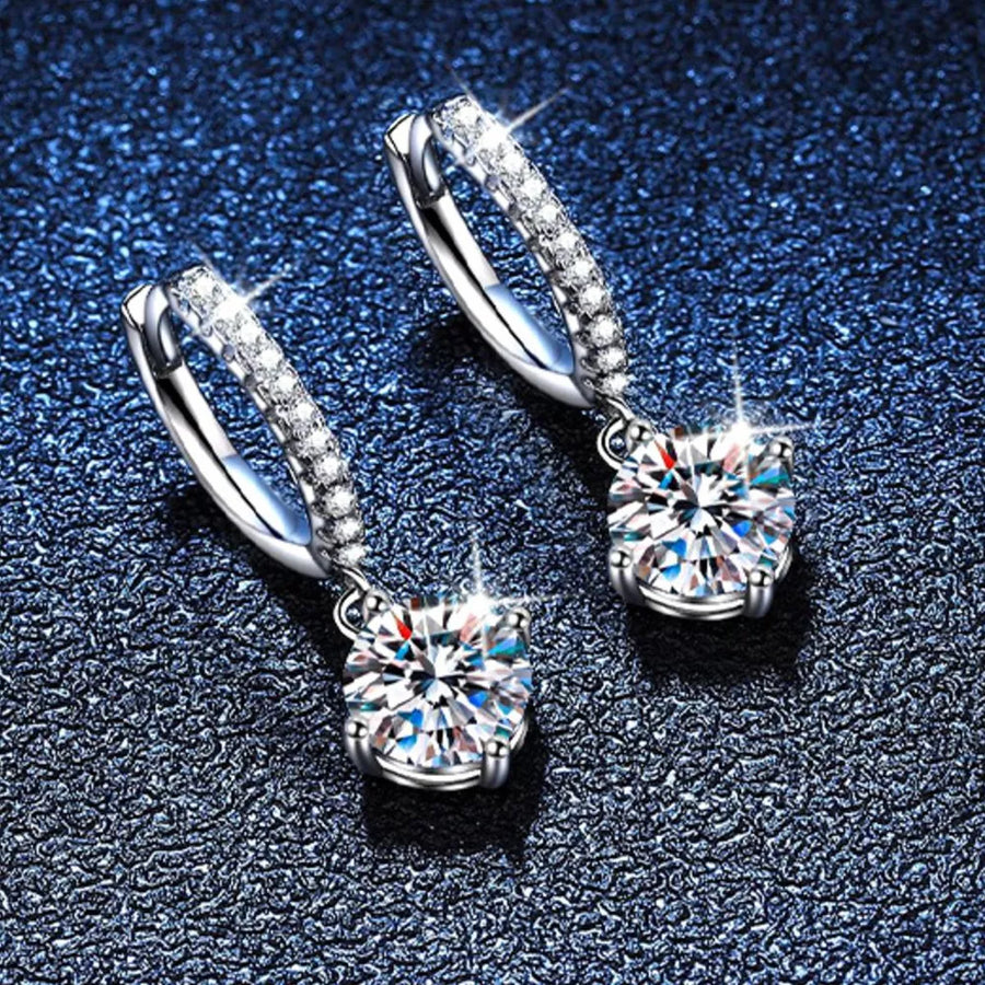 925 sterling silver,Moissanite Carat weight: 1ct Care instructions: Avoid wearin earrings in clear with drop silhouette