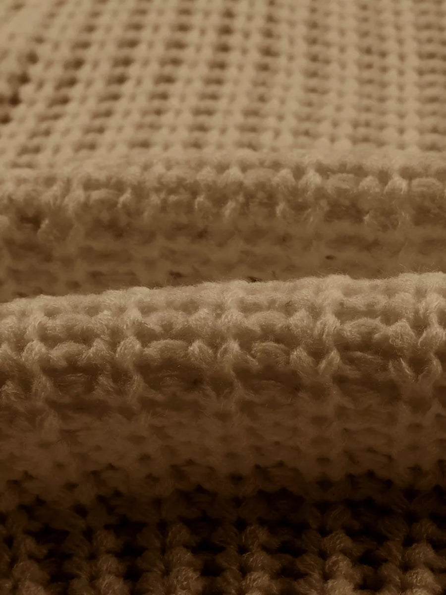 Ribbed Knit Round Neck Chunky Sweater in White, view 18
