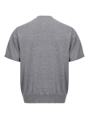 Men's Short Sleeve Henley Knit Top in Grey