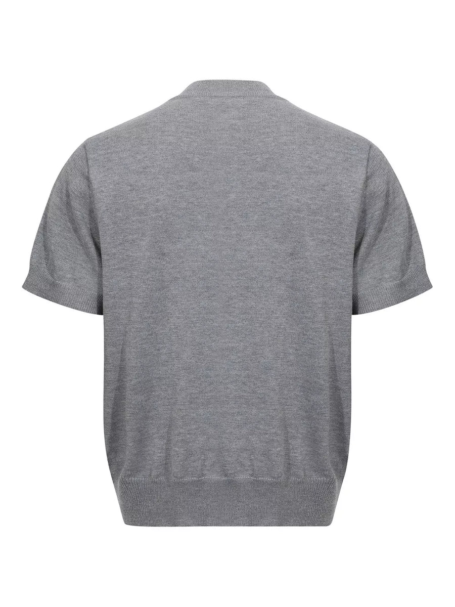 Men's Short Sleeve Henley Knit Top in Grey