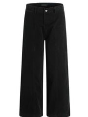 Black relaxed fit men's casual sweatpants with wide legs and front seam detail.