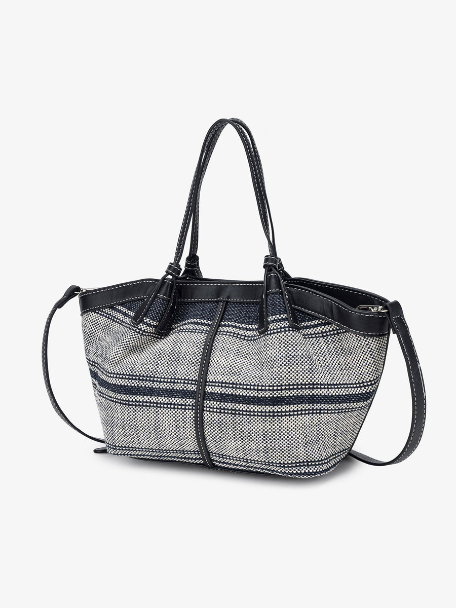 crossbody bag featuring striped in navy blue with Canvas Imported Size &amp texture