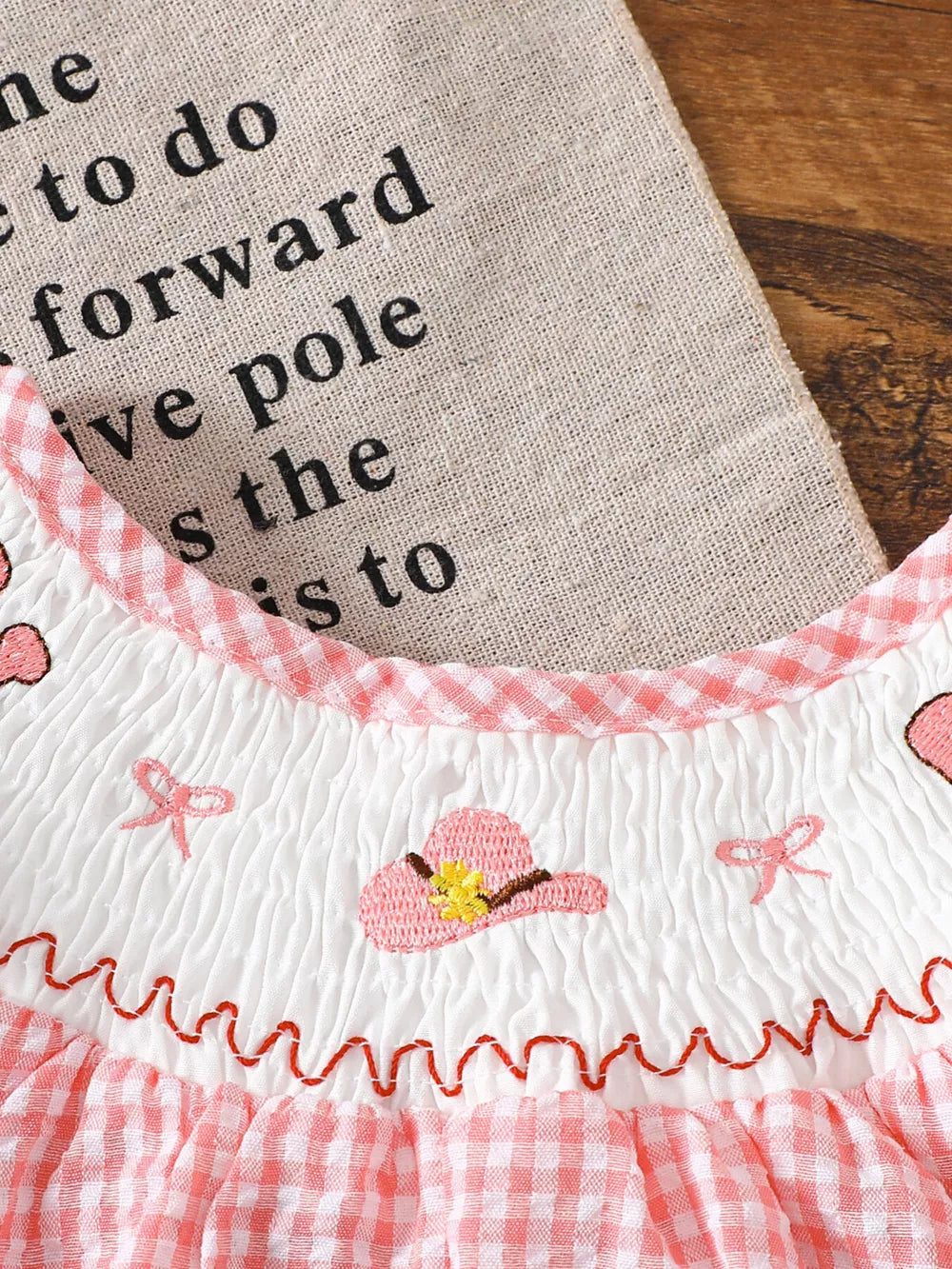 Children's Smocked Plaid Ruffle Sleeve Dress in Pink