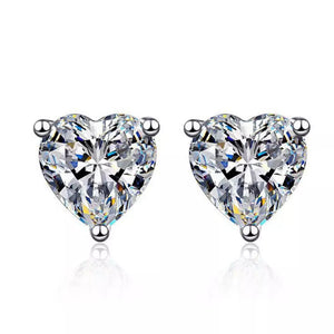 earrings in Silver with heart and heart-shaped