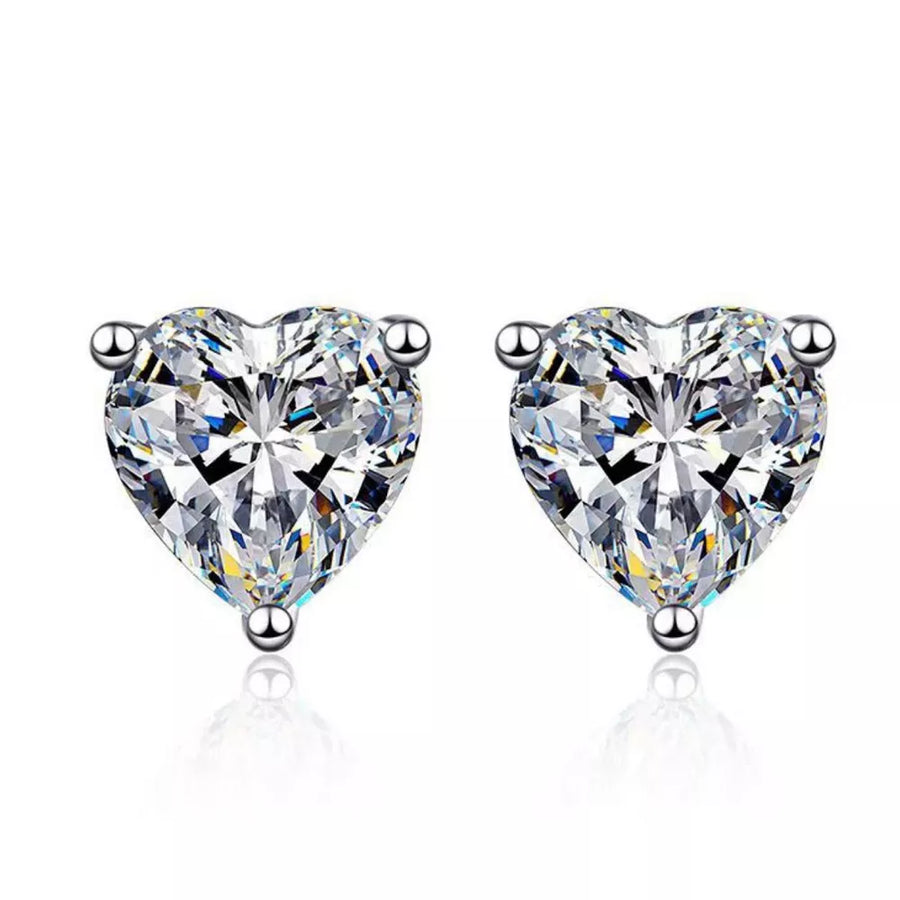 earrings in Silver with heart and heart-shaped