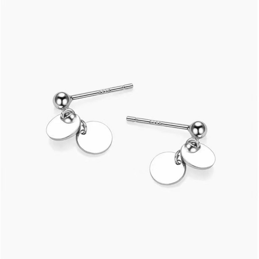 925 Sterling Silver Round Drop Earrings in silver with round pieces
