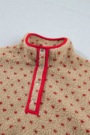 Heart Pattern Fleece Colorblock Collar Sweatshirt option 6