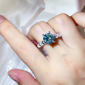 0.3 Carat Round Moissanite Sterling Silver Ring