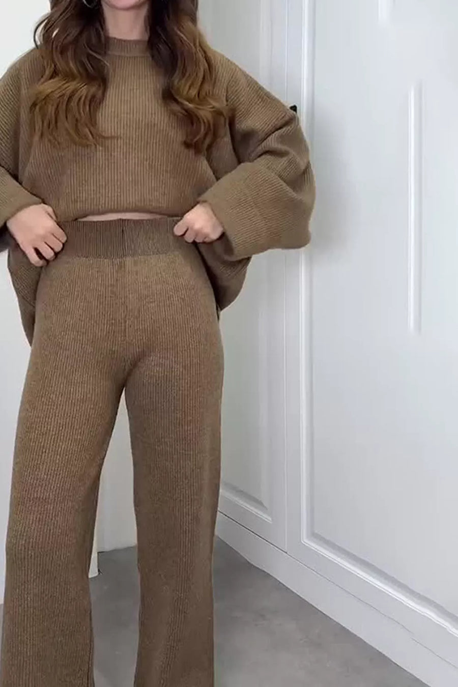 Dark Gray oversized matching set with crew neck