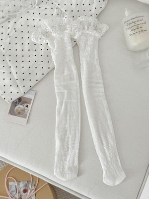 Gray socks with knee-length and elastic