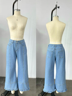 95%cotton,5%spandex Care instructions: Machine wash cold jeans in Khaki with wide-leg silhouette