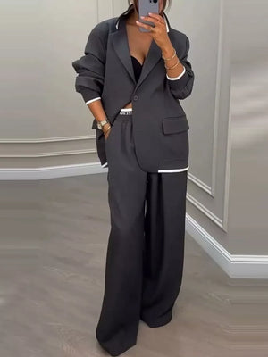 light gray relaxed suit set with notch lapel