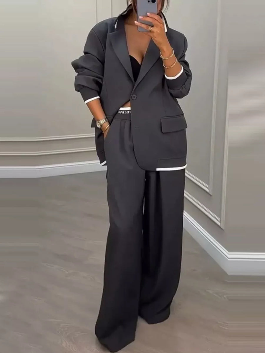 light gray relaxed suit set with notch lapel