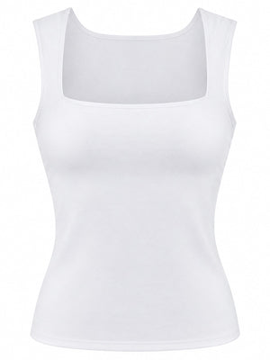 minimalist tank top in Dark Gray with square neck