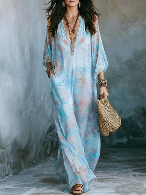 maxi dress featuring floral in Blue with 100% polyester Care instructions: Machine wash cold texture