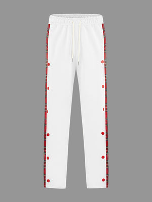 Men's Full Size Drawstring Plaid Side Stripe Pants, view 15