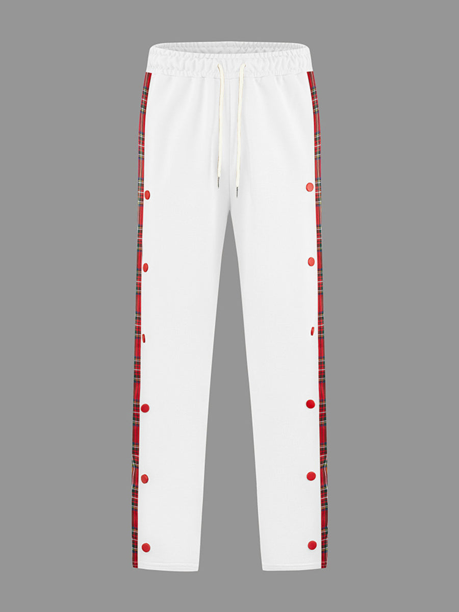 Men's Full Size Drawstring Plaid Side Stripe Pants, view 15