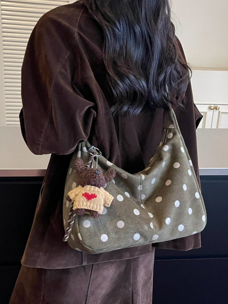 handbag featuring polka dot in olive green with Suede Imported Size &amp texture