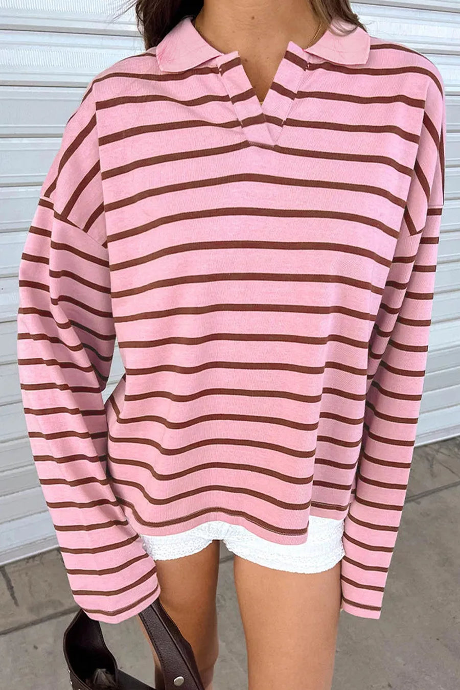 95% cotton, 5% elastane Care instructions: Machine wash cold polo shirt in Dusty Pink with relaxed silhouette