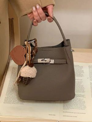 Elephant Gray, Lock Detail Crossbody Bag in Elephant Gray