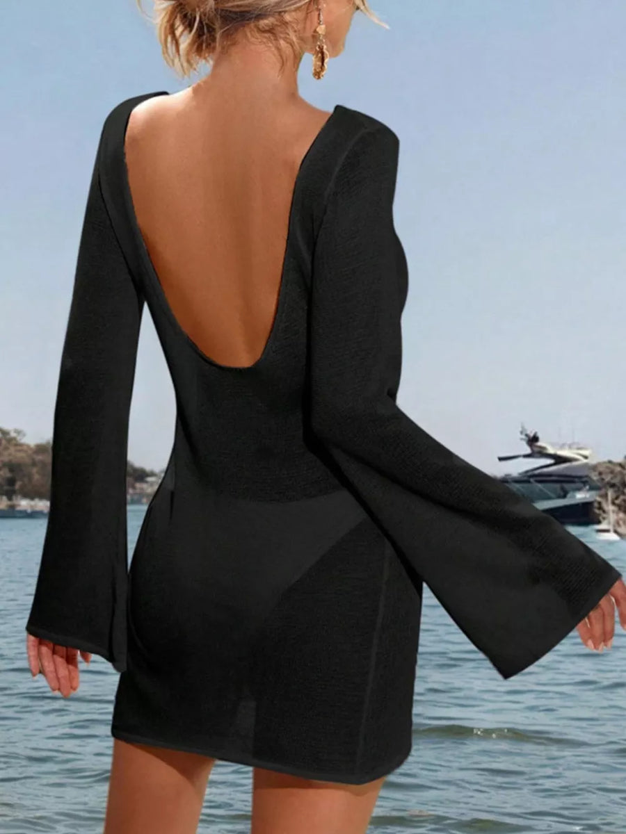 Black with Long Sleeve Cover-up Dress