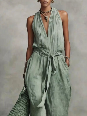 bohemian jumpsuit in Pink with halter