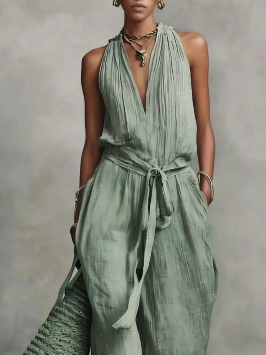 bohemian jumpsuit in Pink with halter