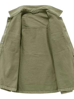 Army Green Men's Plus Size Dual Chest Pockets Shacket