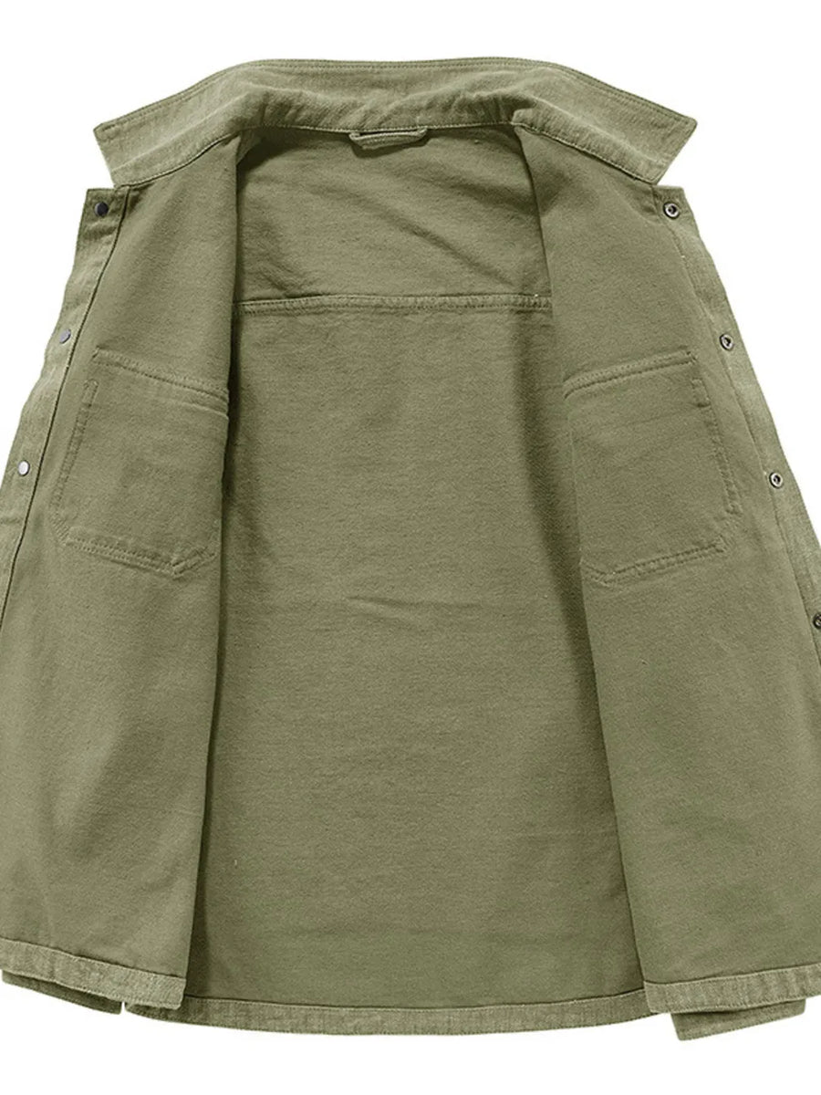 Army Green Men's Plus Size Dual Chest Pockets Shacket