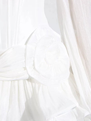 Romantic Ruffle Mini Dress With Balloon Sleeves in this colorway