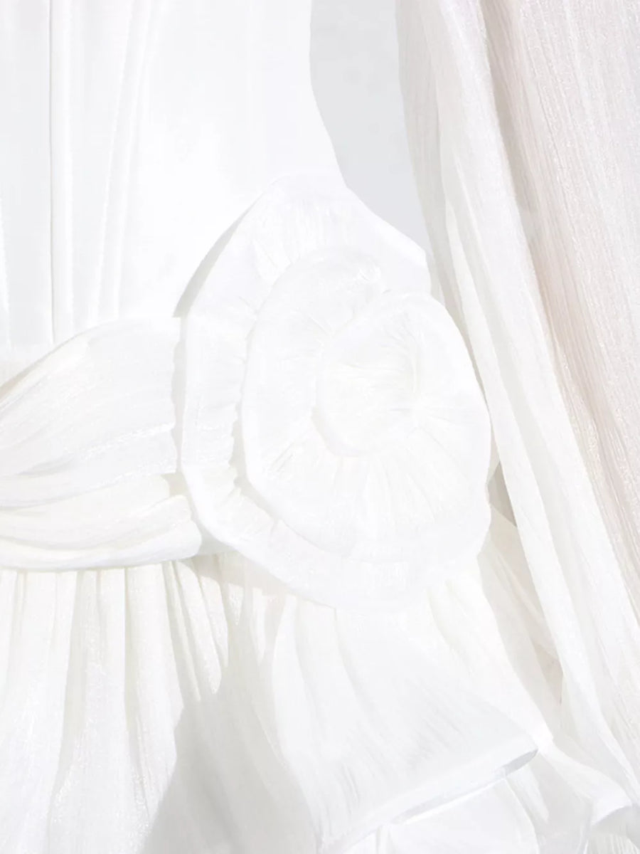 Romantic Ruffle Mini Dress With Balloon Sleeves in this colorway