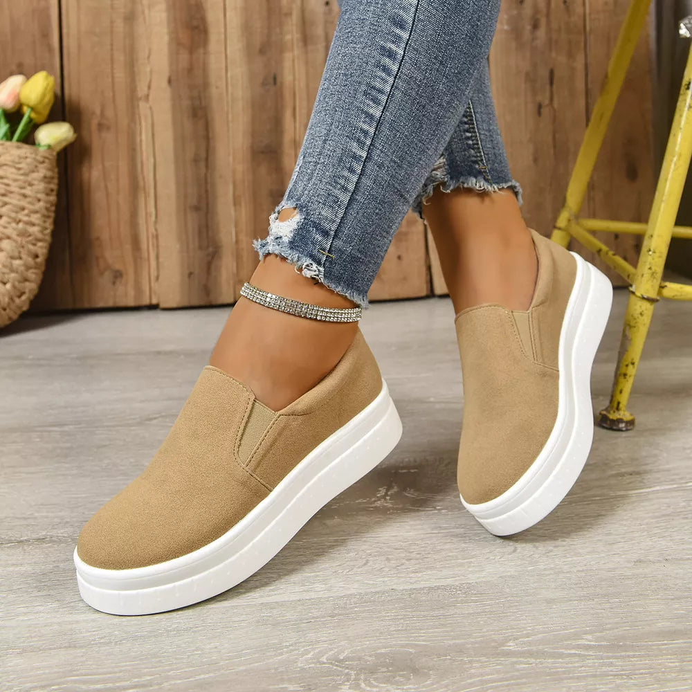 Apricot Round Toe Platform Slip-ons