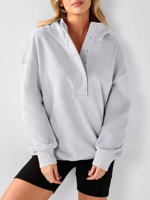 65% polyester, 30% viscose, 5% elastane Care instructions: Machine wash cold pullover hoodie in Red with relaxed silhouette