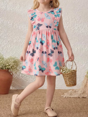Children S Butterfly Print Ruffle Sleeve Dress