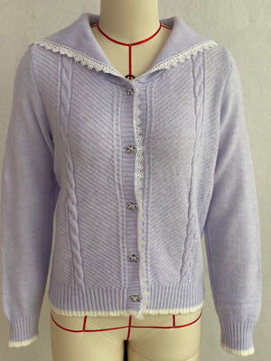 cardigan in Gray with cable knit and cable-knit