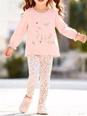 light pink outfit set with ditsy floral and round neck