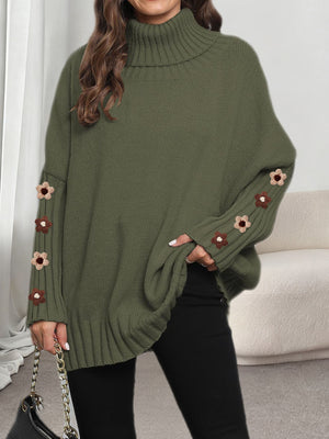 100% polyester Care instructions: Machine wash cold turtleneck sweater in Gray with oversized silhouette