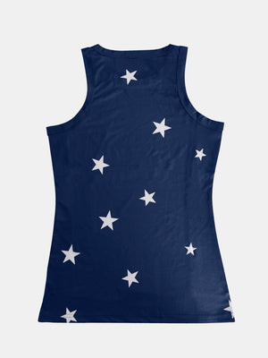 Navy ribbed tank top with white stars pattern