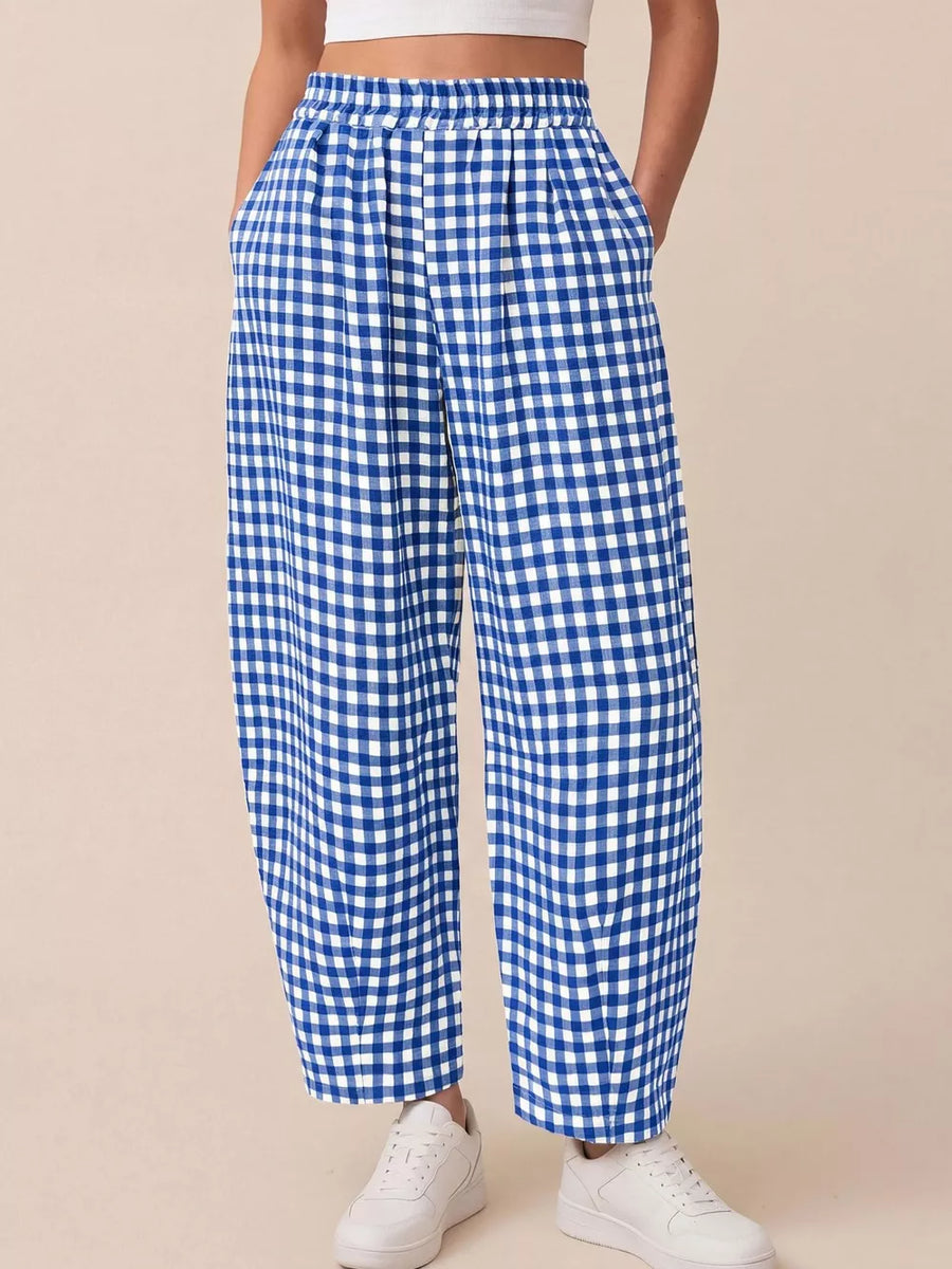 classic wide-leg pants in Blue with N/A