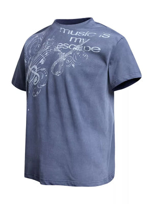 Blue Men's Round Neck Short Sleeve T-shirt